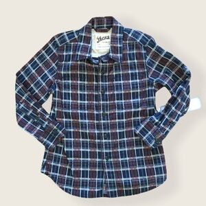 Lil Jachs NY Boys Plaid Button Down Shirt Navy Red